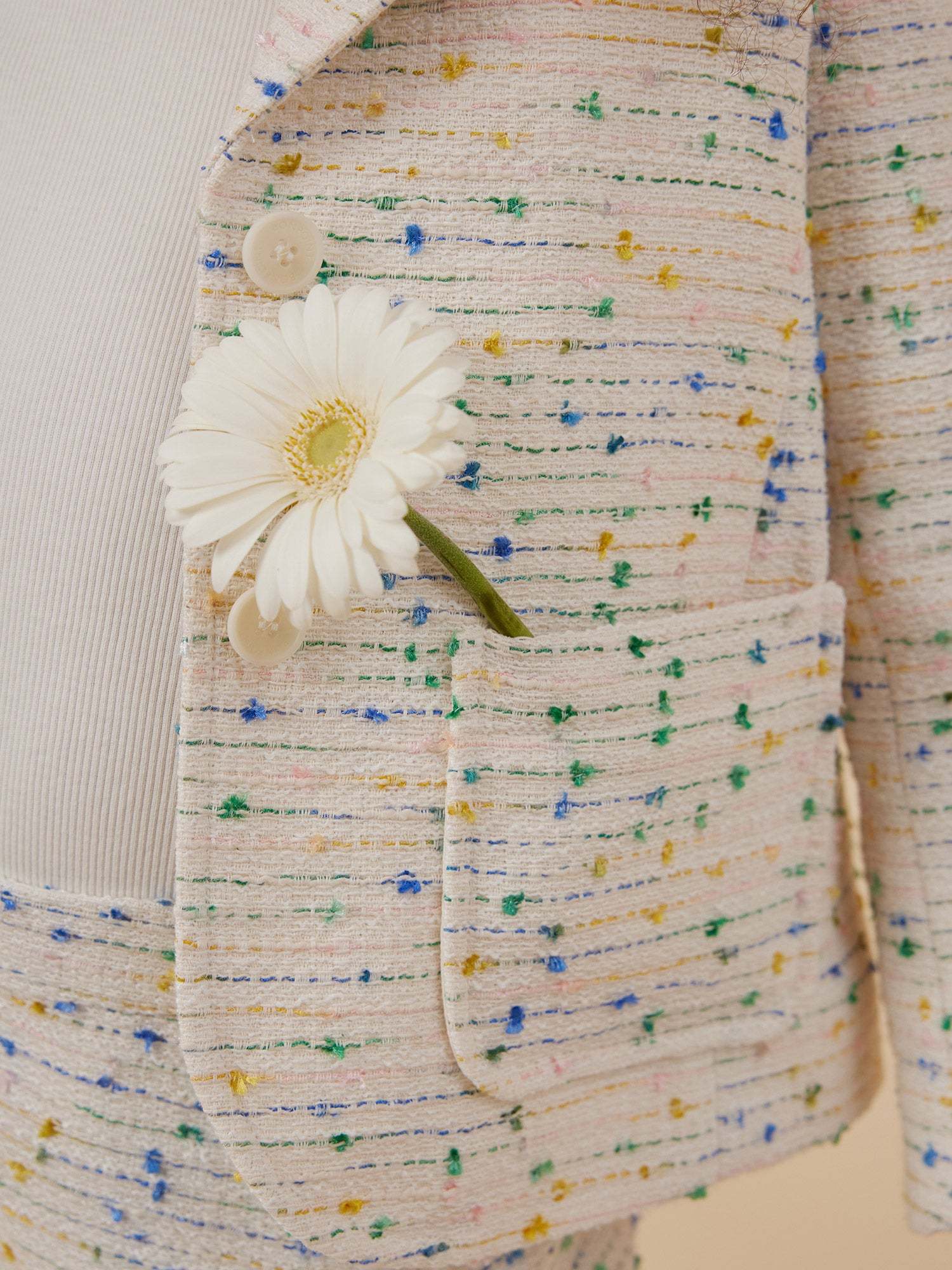 Bonpoint Tomas Tweed Blazer In White