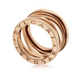 Bvlgari Rose Gold And Diamond B. Zero1 One-band Ring In Yellow