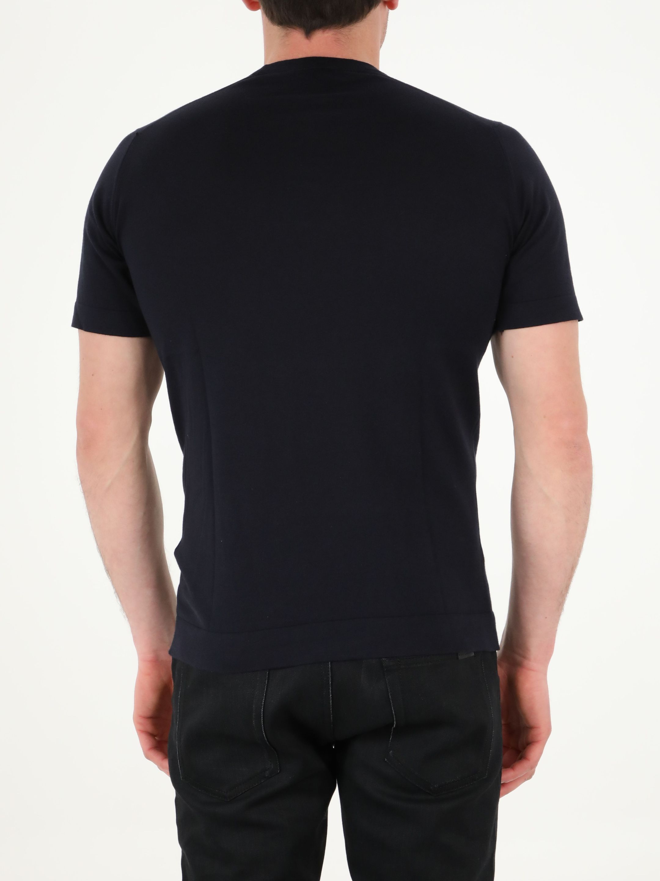John Smedley 'lorca' Crewneck Short Sleeve Sea Island Cotton Knit T-shirt In Black
