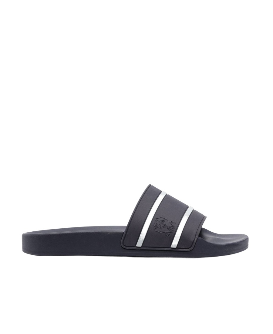 Brunello Cucinelli Striped-strap Slides In Black