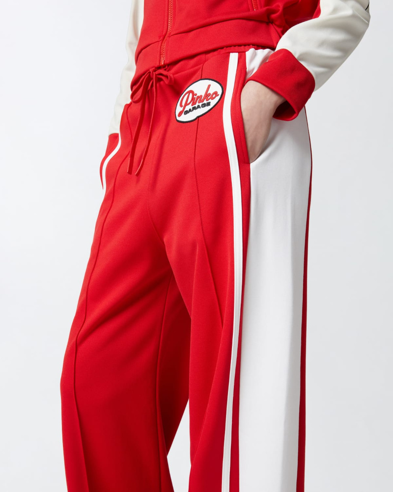 Pinko Logo-appliqué Track Shorts In Red
