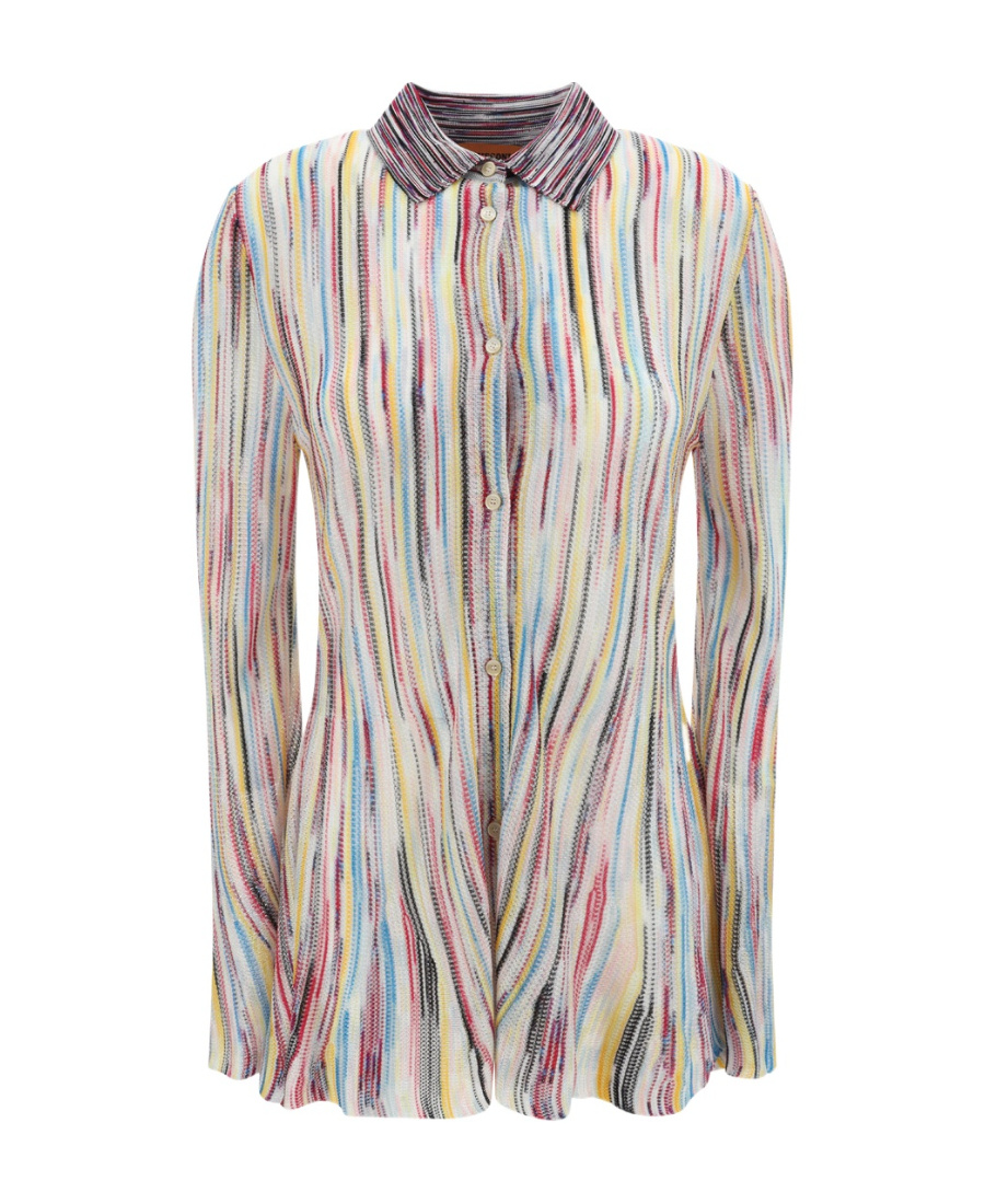 Missoni Striped Long-sleeve Shirt In Nude