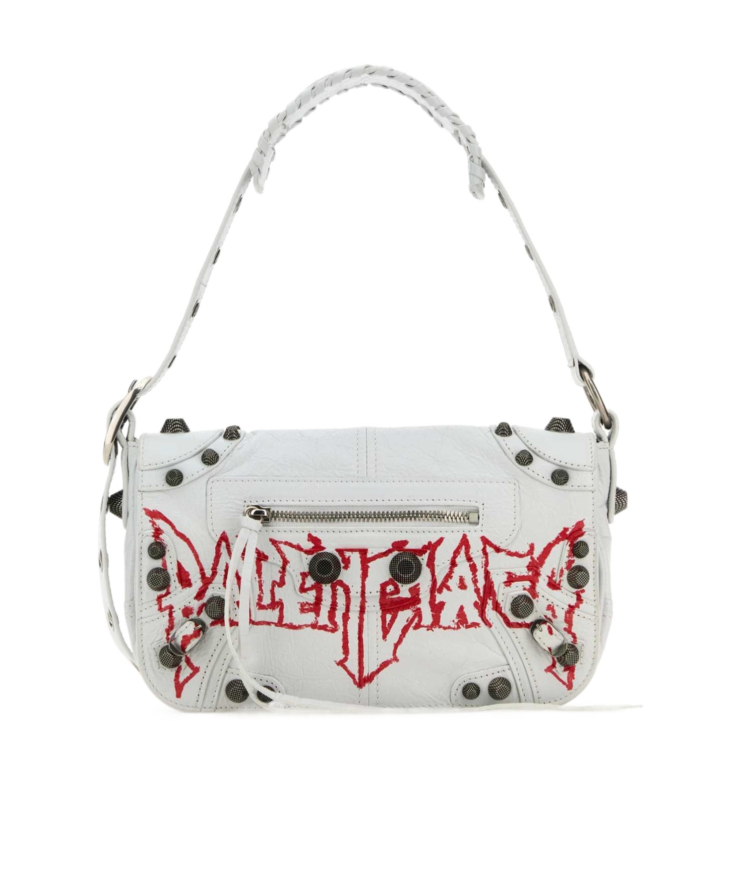 Balenciaga Man White Leather Le Cagole Xs Diy Metal Crossbody Bag In White