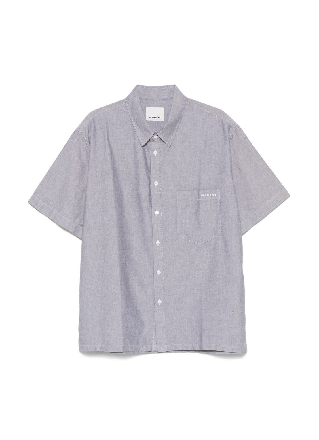 Isabel Marant Cotton Shirt With Short Sleeves And Side Slits In Gray