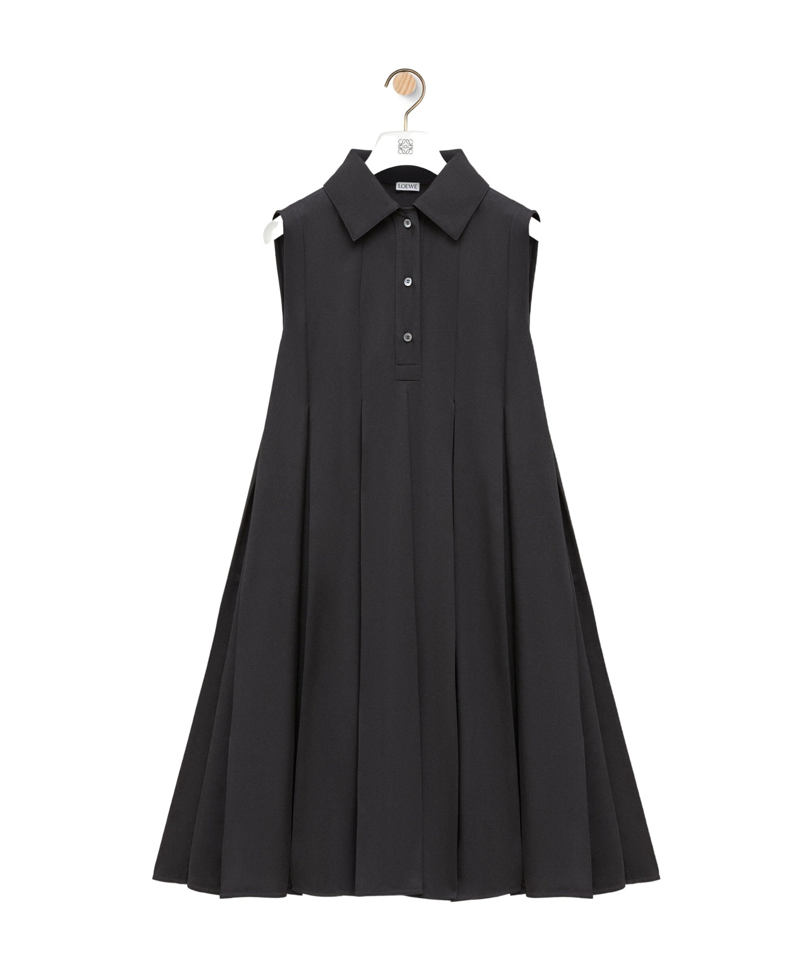 Loewe Trapeze Short Dress Box-pleat Design In Black