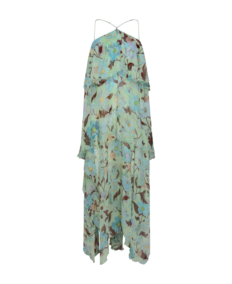 Stella Mccartney Lady Garden-print Silk Chiffon Dress In Green
