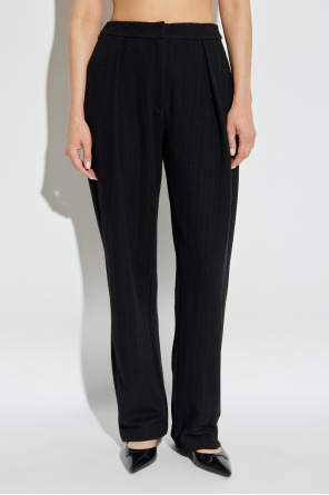 Emporio Armani Chevron-motif Pleated Straight Trousers In Black