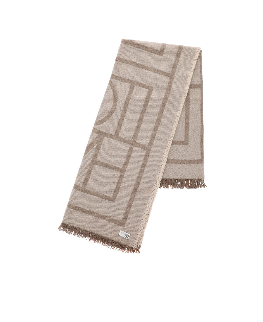 Totême Cashmere Blend Monogram Scarf In Nude