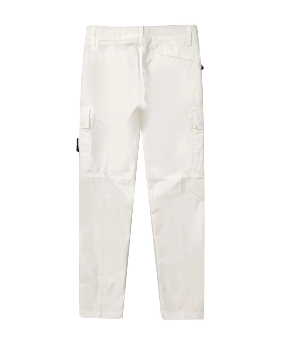 Stone Island Compass-patch Cargo Trousers In White