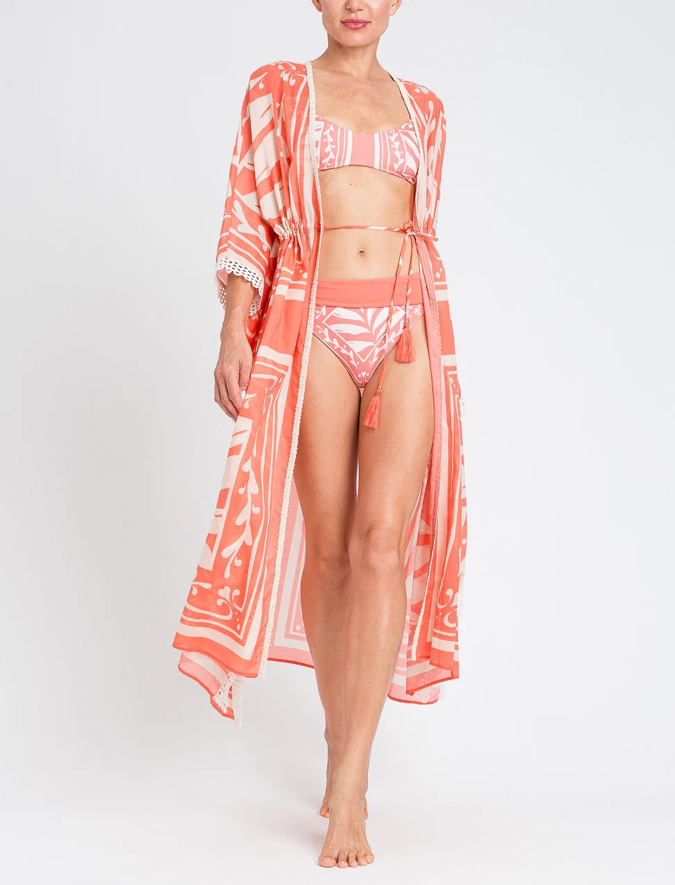 Twinset Kaftan Coral/beige