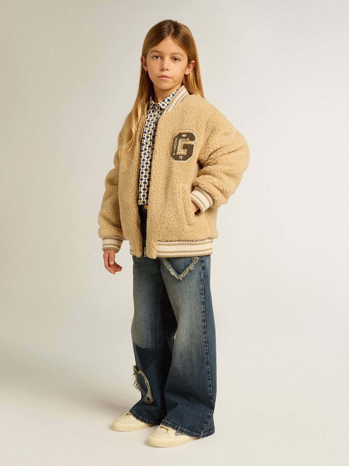 Golden Goose Logo Patch Bomber Jacket In Nude