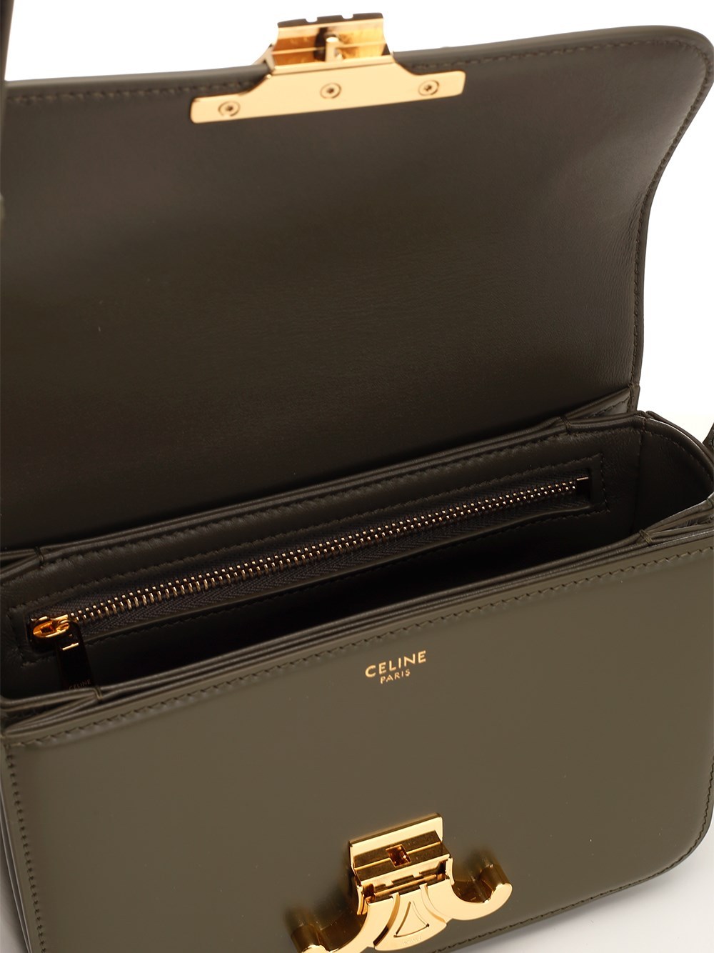 Shop Celine Ten Triomphe Shoulder Bag In Green