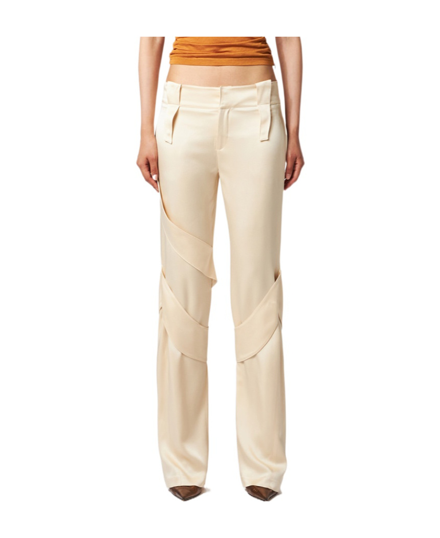 Blumarine Satin Wide-leg Cargo Trousers In White