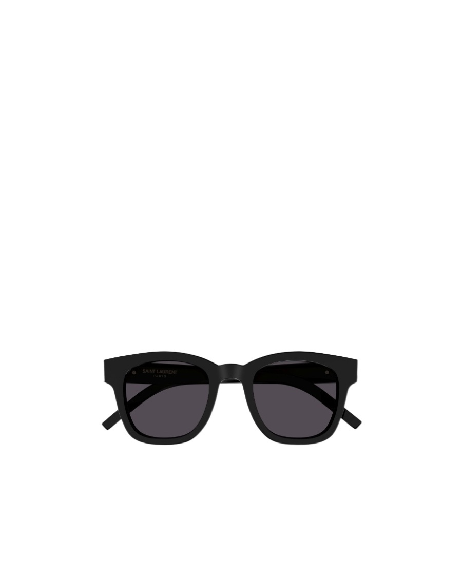 Saint Laurent Ysl-plaque Square-frame Sunglasses In Black