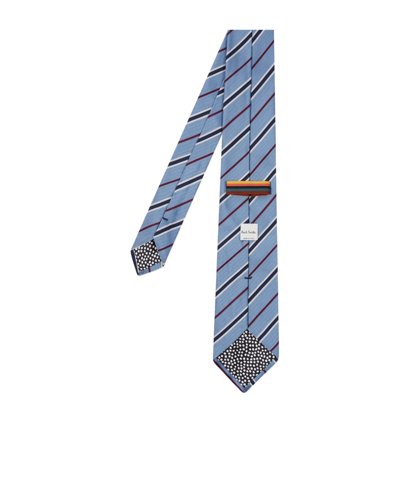 Paul Smith Blue Silk Herringbone Stripe Tie In Blue