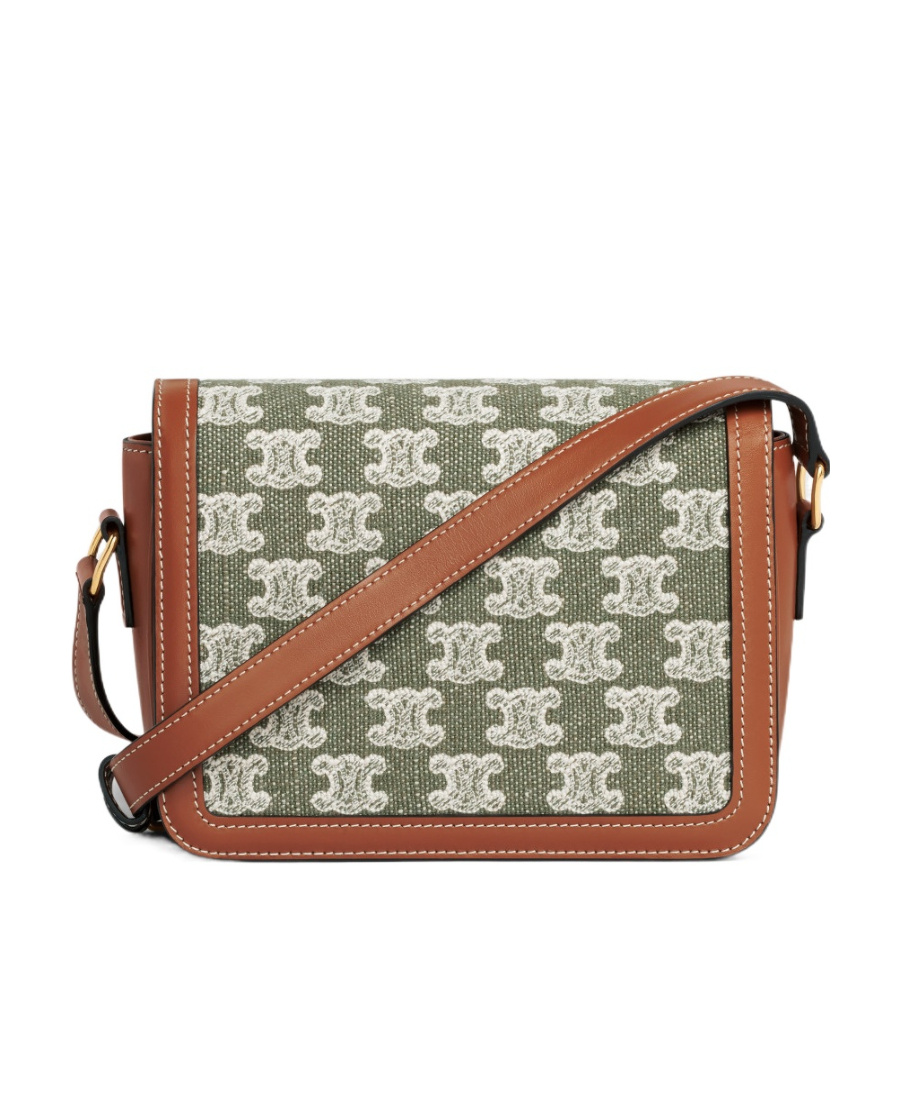 Celine Embroidered Fabric Cow Leather Handbag In Multicolor