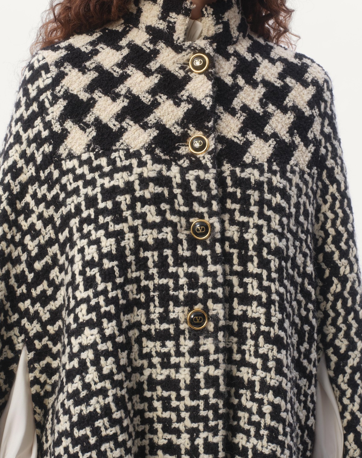 Valentino Virgin Wool-blend Cape In Black