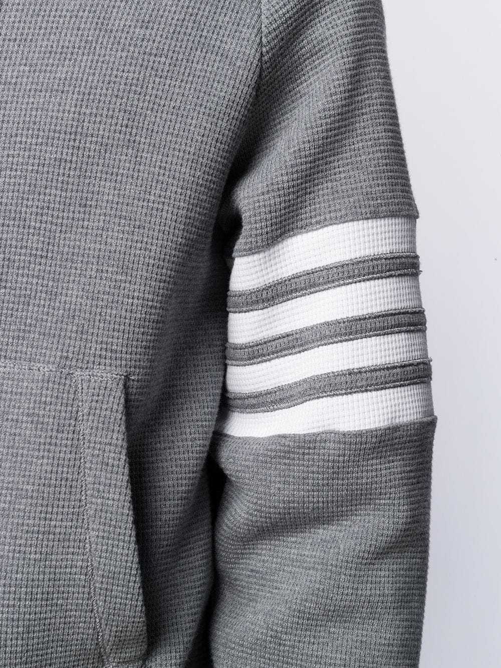 Thom Browne 4-bar Raglan-sleeve Waffle Stitch Hoodie In Gray