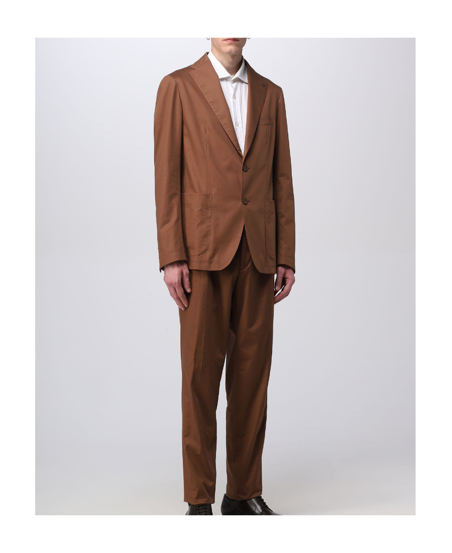 Tagliatore Single-breasted Suit Jacket And Suit Trousers In Brown