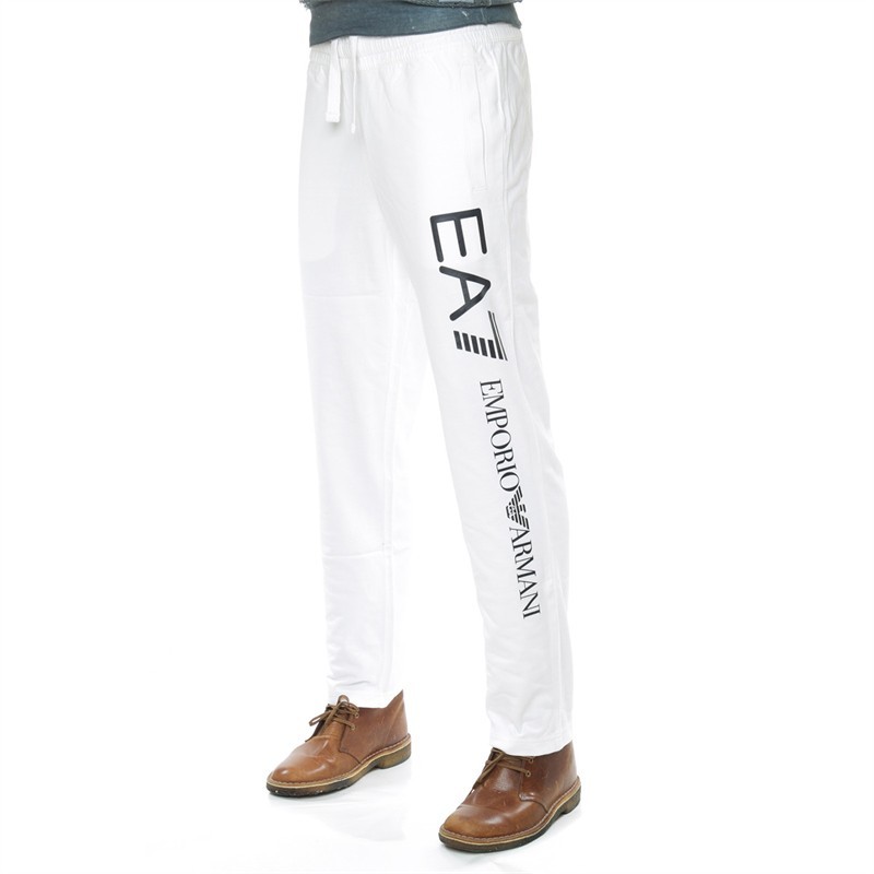 Ea7 Logo Series Cotton Joggers In White