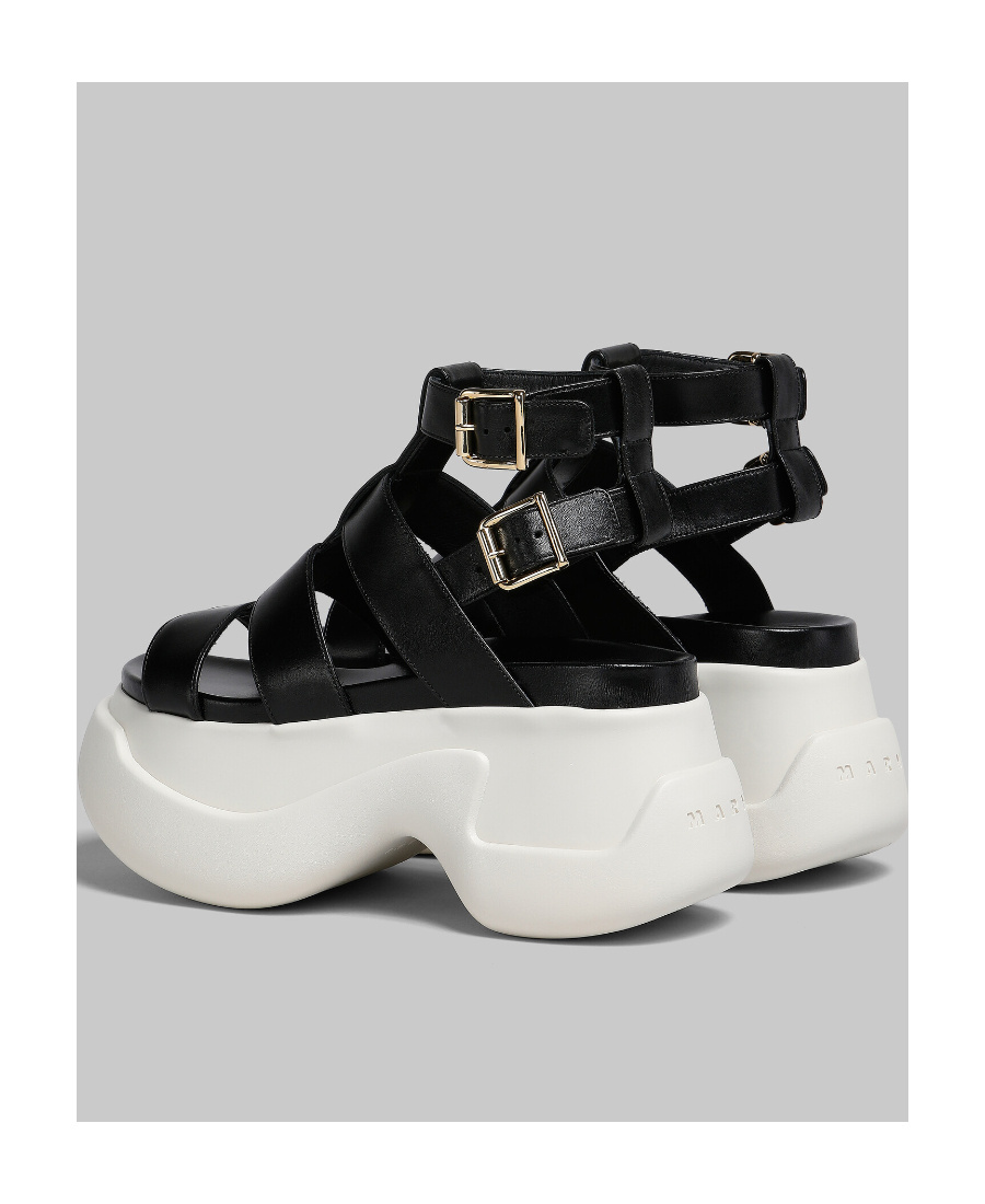 Marni Black Gladiator Platform Sandals In White