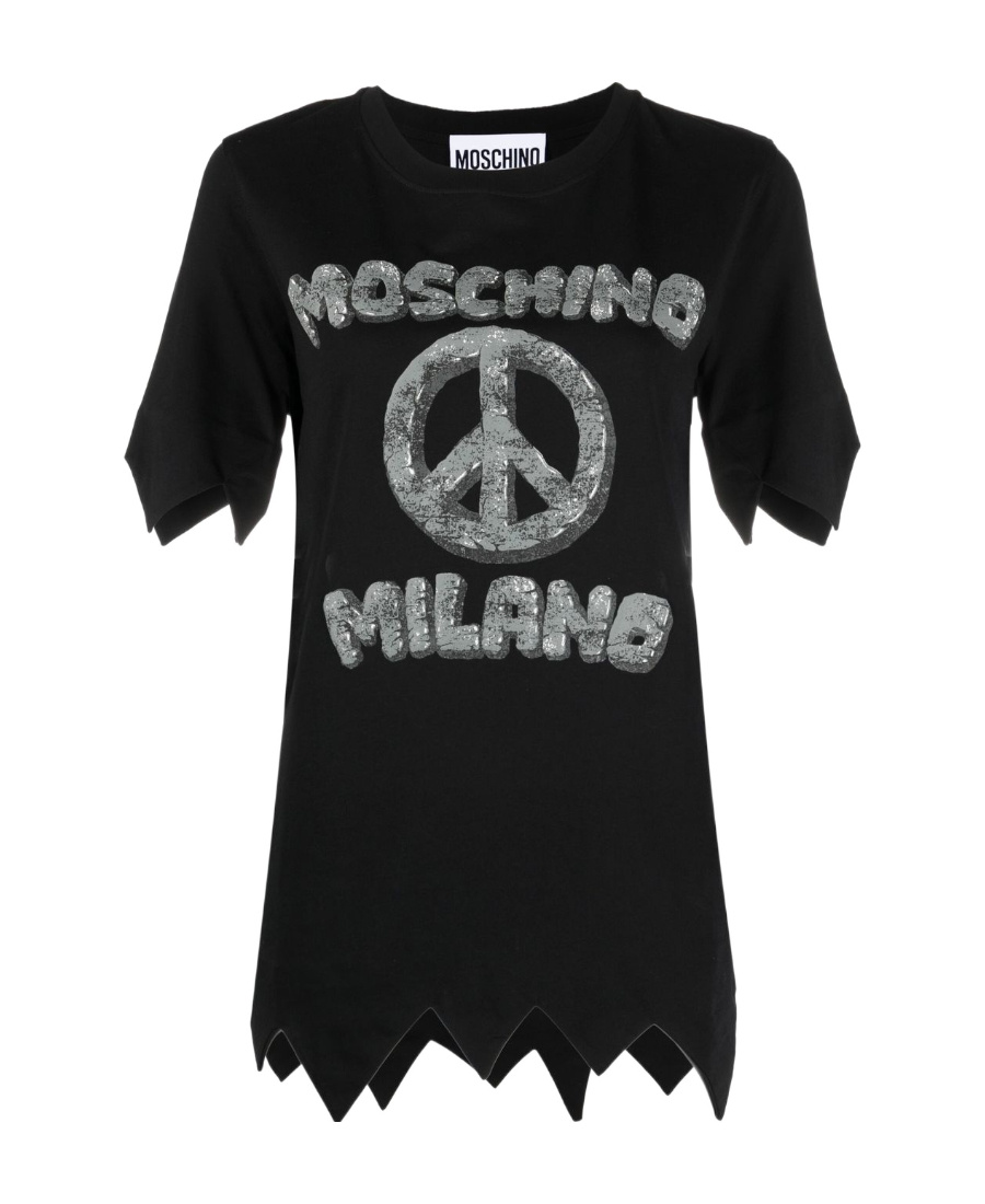 Moschino X The Flintstone Black Organic Cotton Logo Print T-shirt In Black