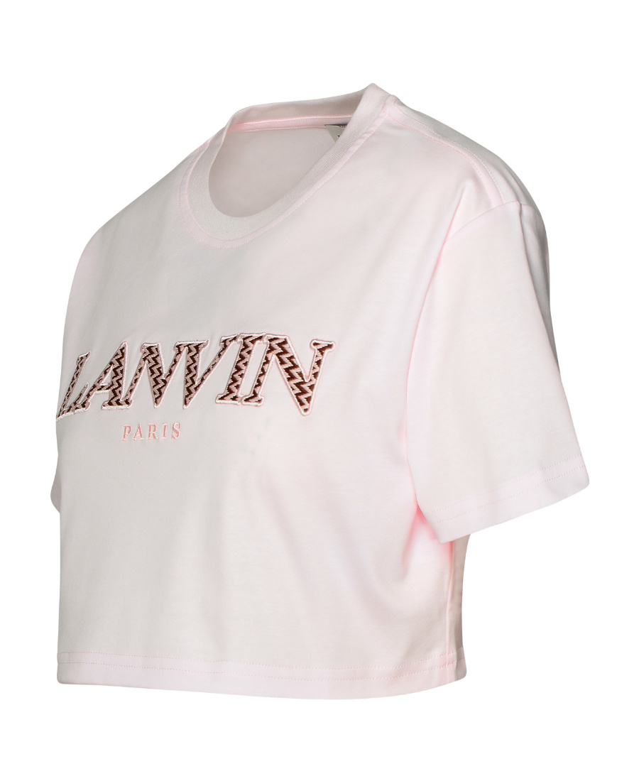 Lanvin Logo Embroidered Cropped T In White