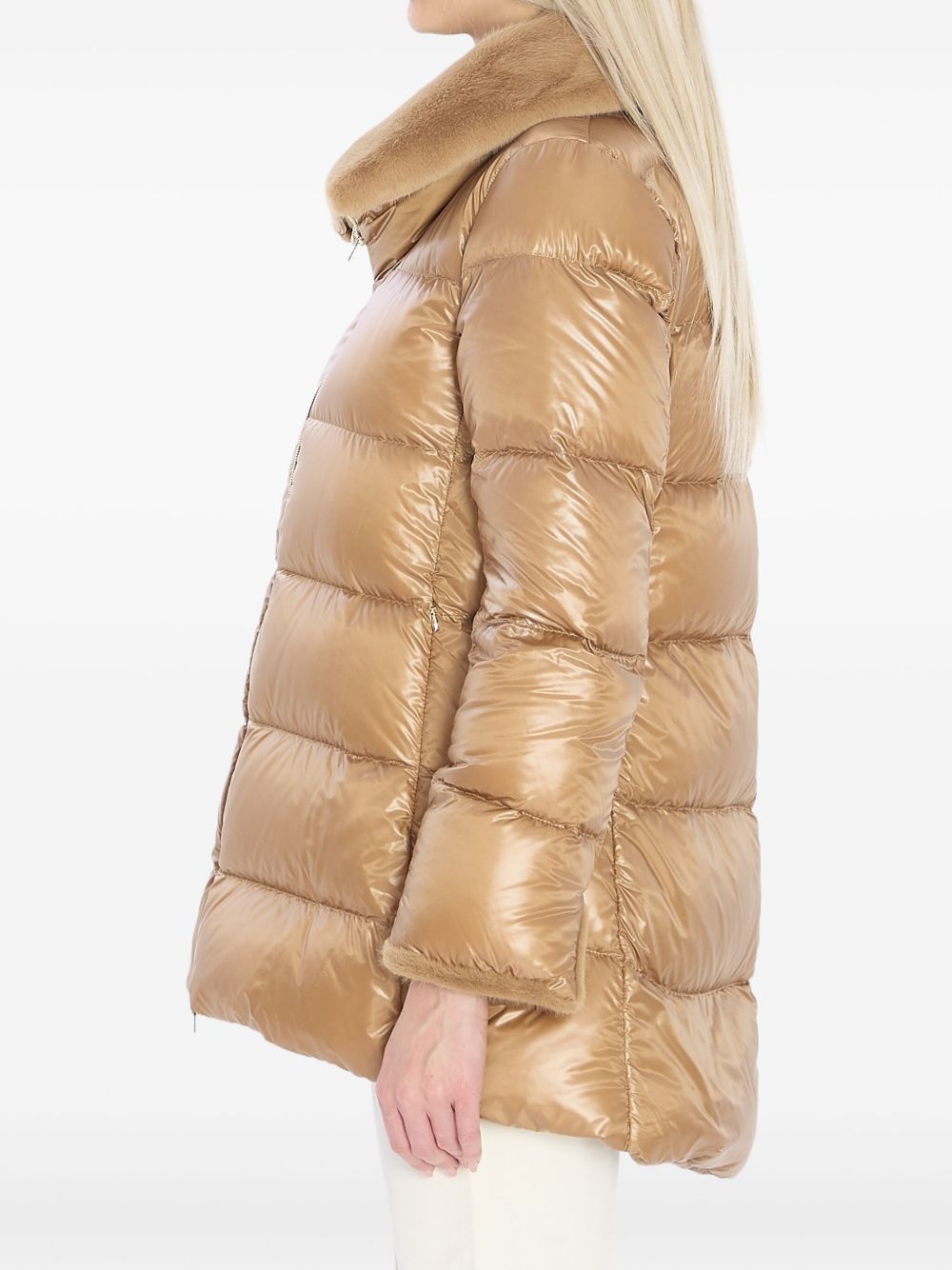 Herno Lapel Down Jacket In Brown