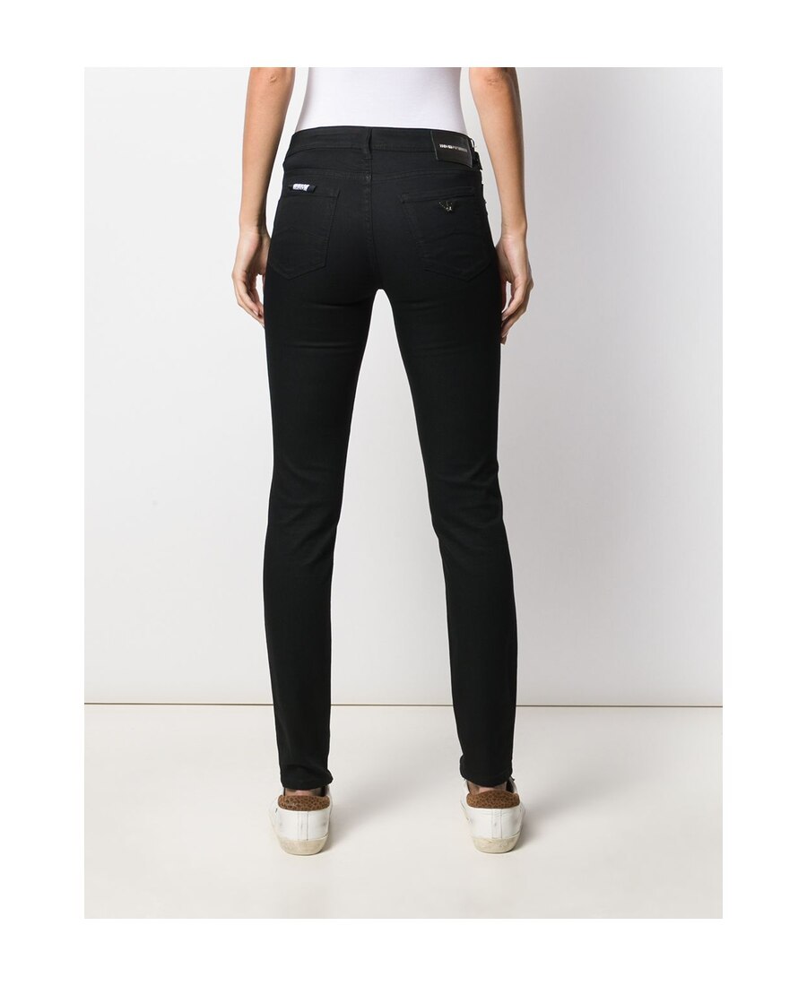 Shop Emporio Armani Logo Patch Low-rise Skinny Jeans In Black