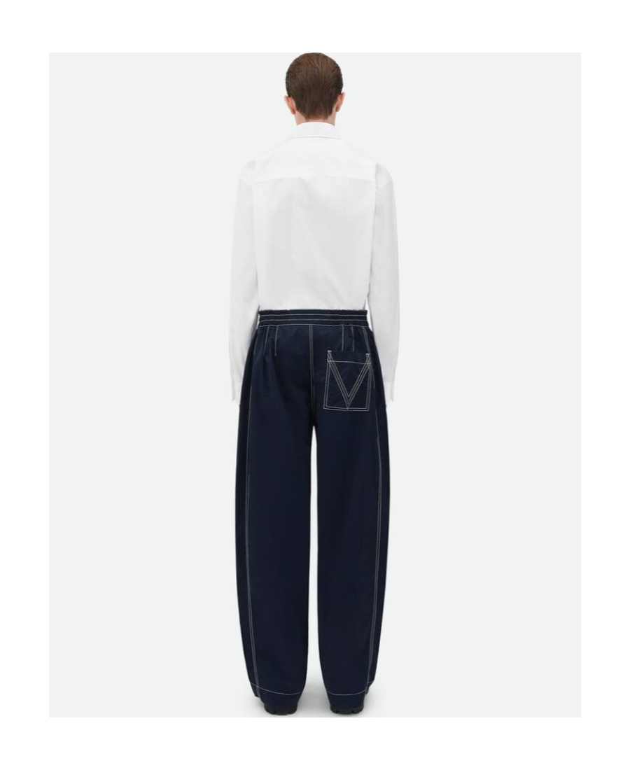 Bottega Veneta Contrast-stitching Wide-leg Trousers In Black