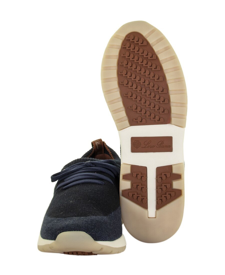 Loro Piana 360 Flexy Walk Leather-trimmed Knitted Wool Sneakers In Black