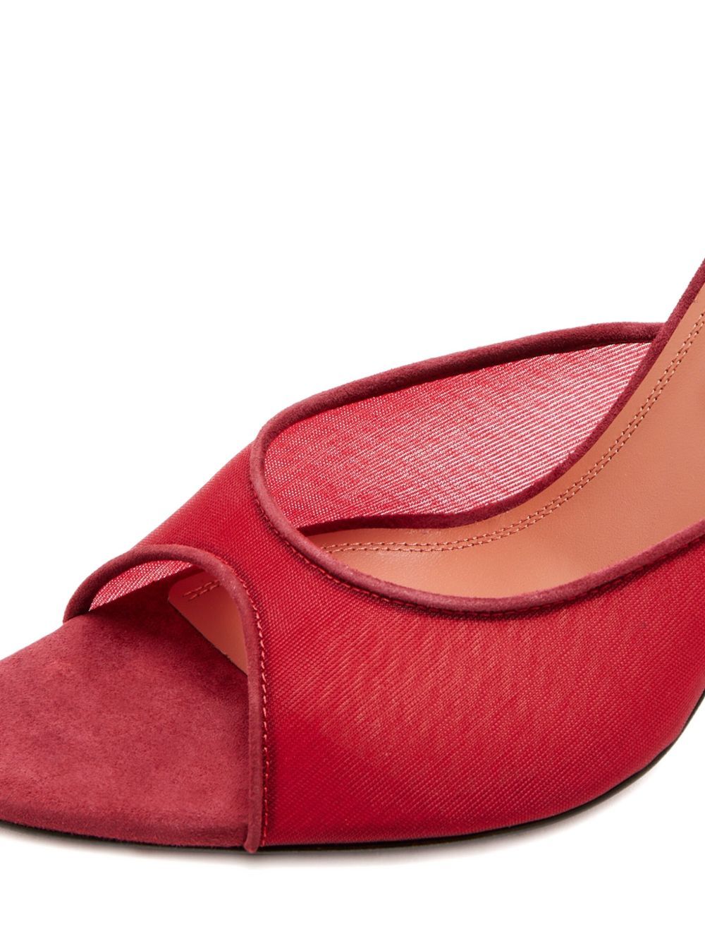 Amina Muaddi Women Alexa Mesh Mules In Red