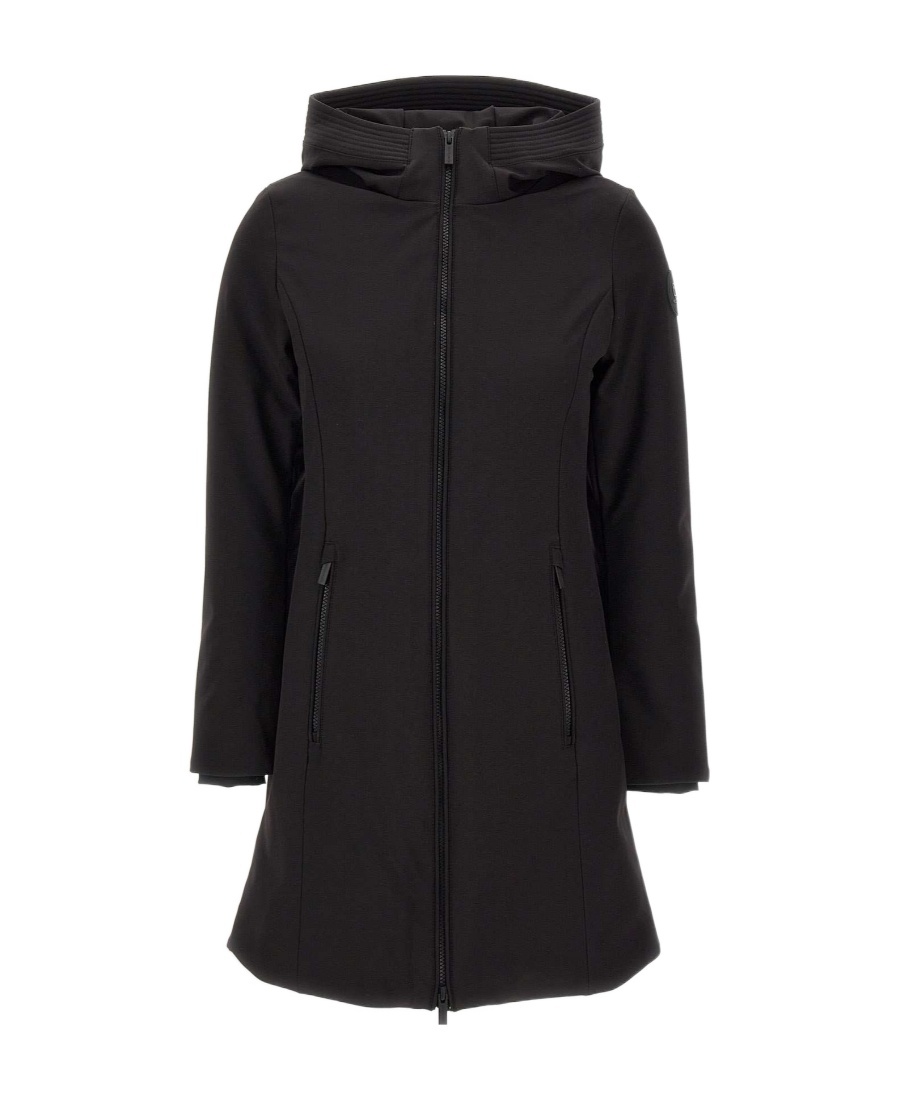 Woolrich Padded Hooded Raincoat In Black