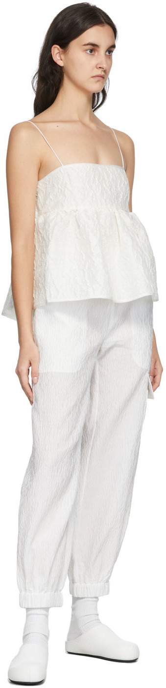 Cecilie Bahnsen Logo Elastic Waist Casual Pants In White