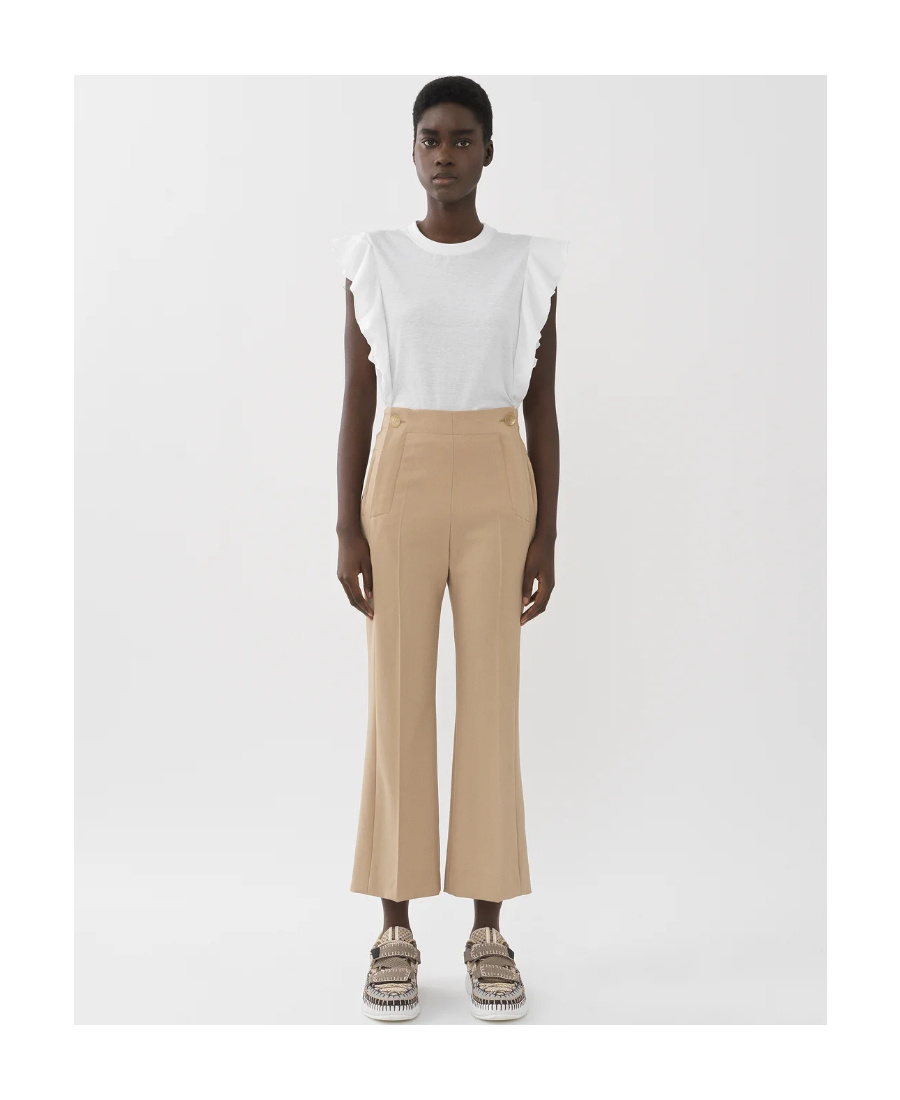 Chloé Horn Casual Pants In Nude
