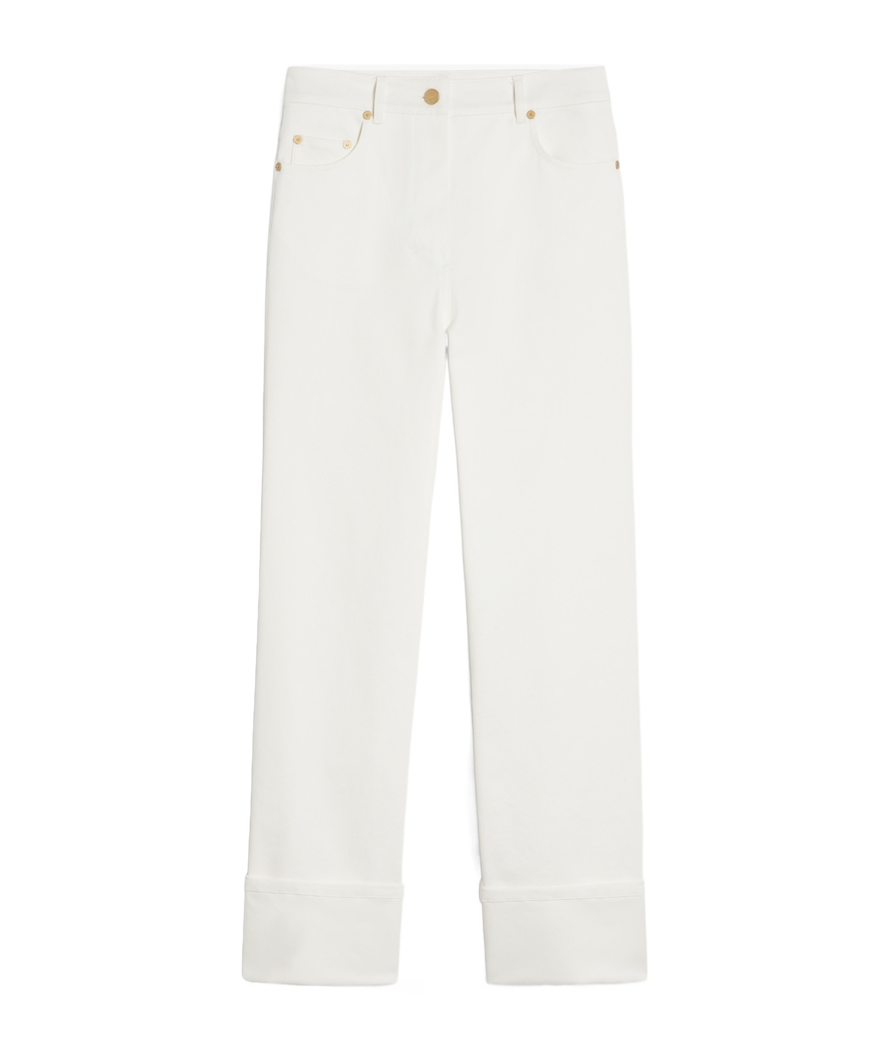 Max Mara Stretch Cotton Bull Pants In White