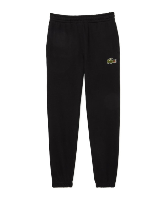 Lacoste Crocodile Badge Drawstring Cotton Sweatpants In Black
