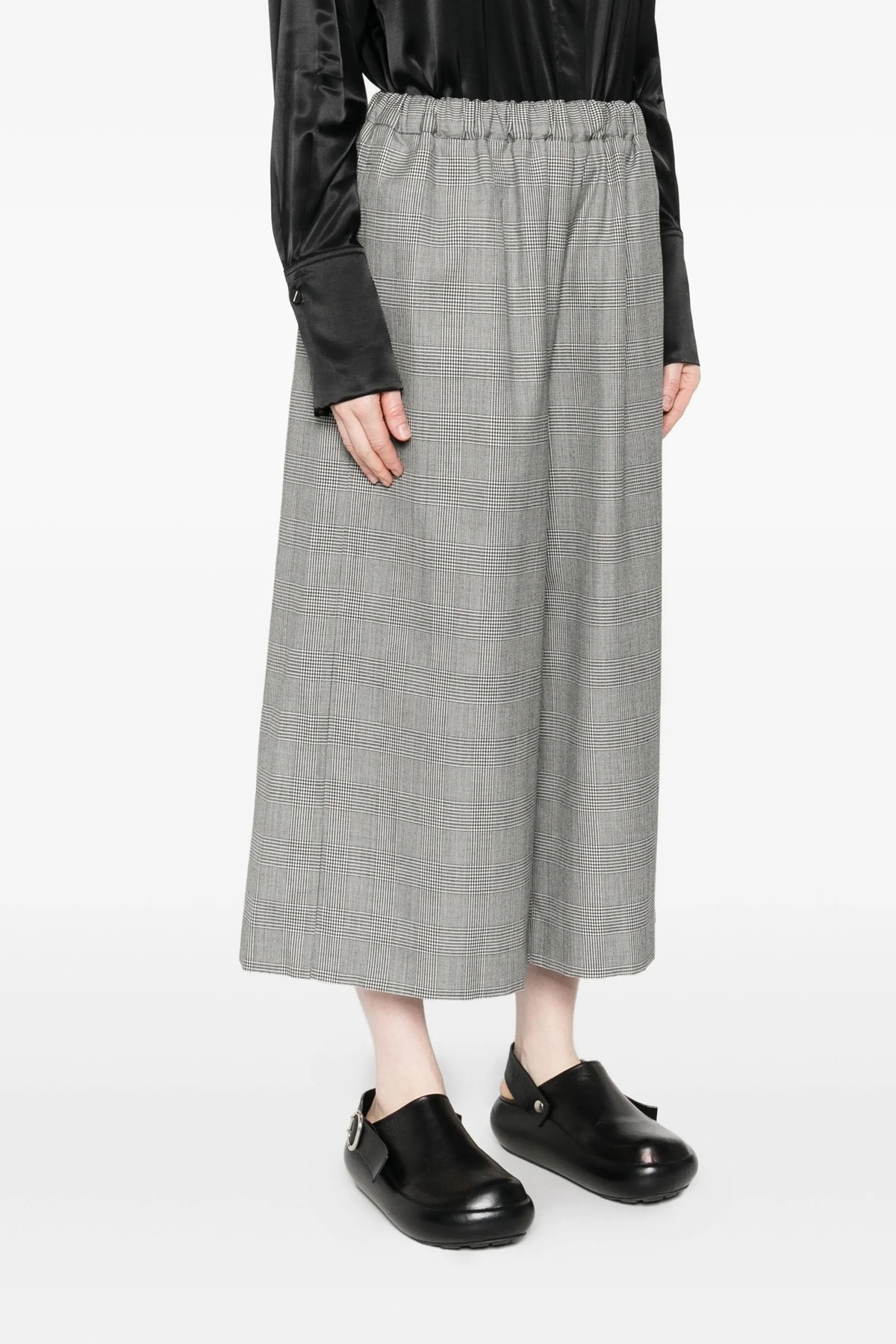 Comme Des Garçons Checked Wool Trousers Wide Leg In Gray