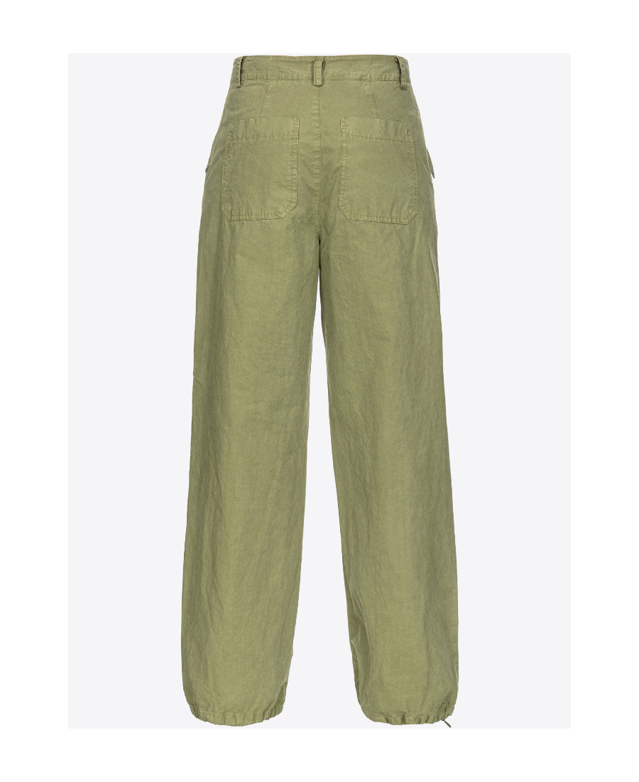 Pinko Mid-rise Cotton Cargo Pants In Green