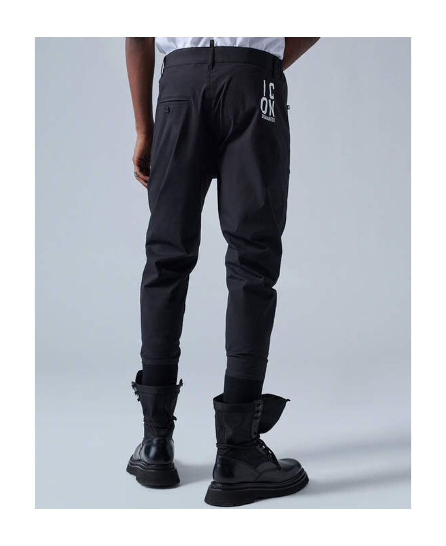 Dsquared2 Icon-print Tapered-leg Trousers In Black