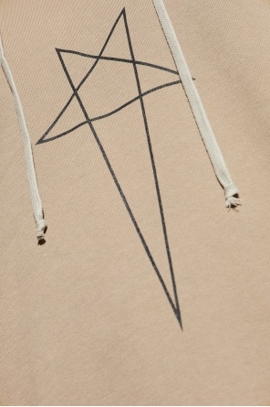 Rick Owens Drkshdw Star-embroidered Drawstring Hoodie In Brown