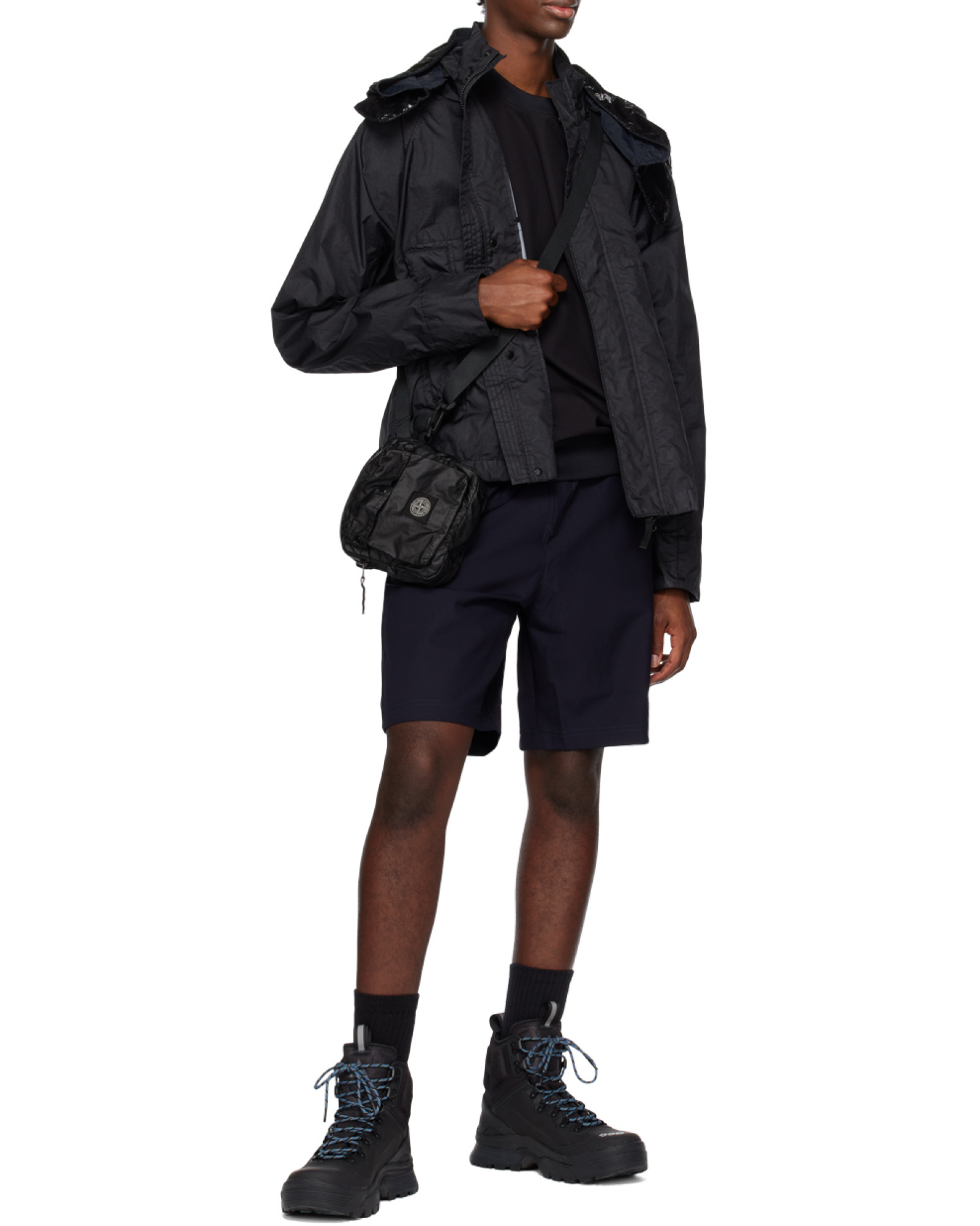 Shop Stone Island Compass-motif Long-sleeved Sweatshirt In Black