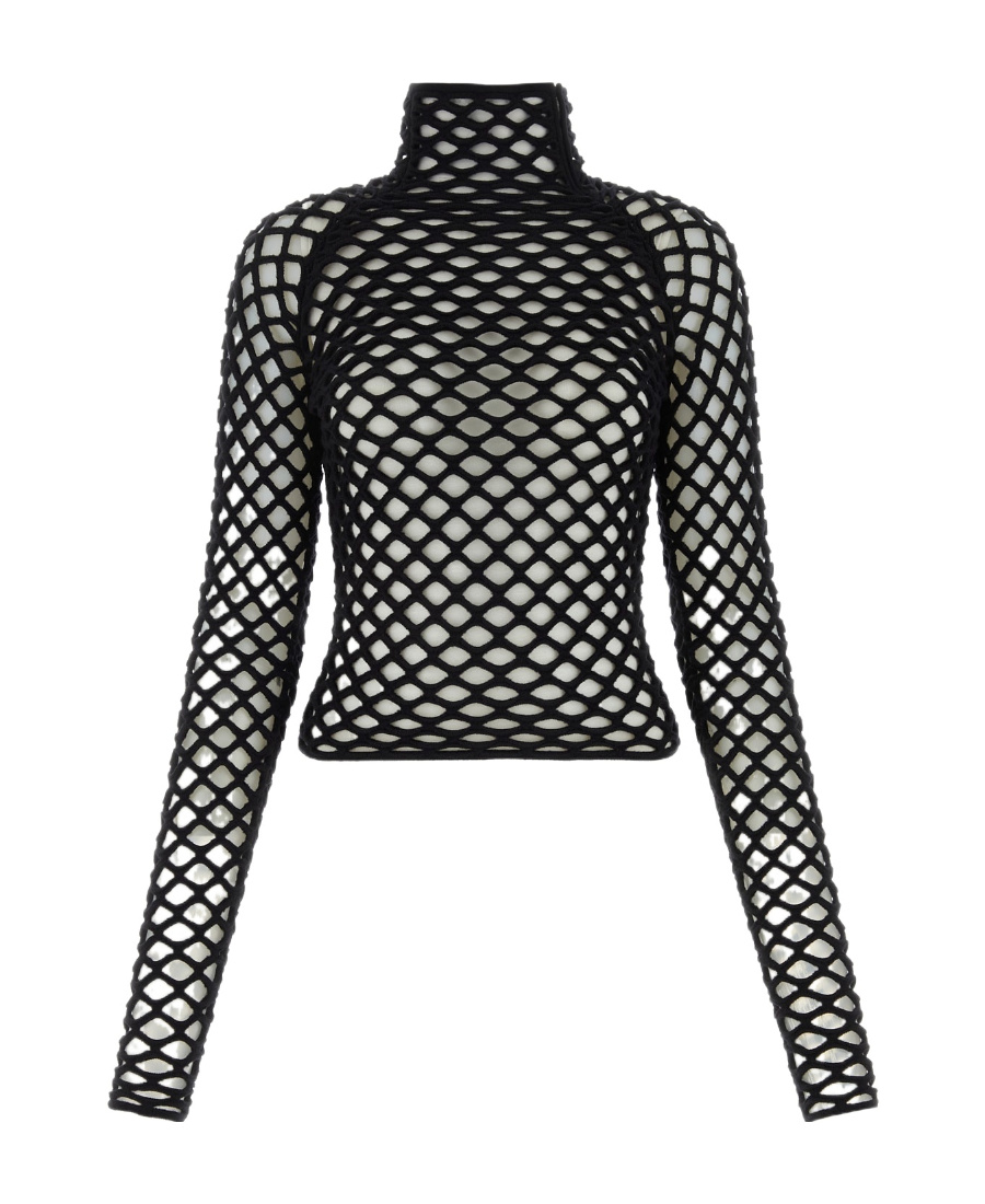 Alaïa Cage High Neck Knitted Top In Black