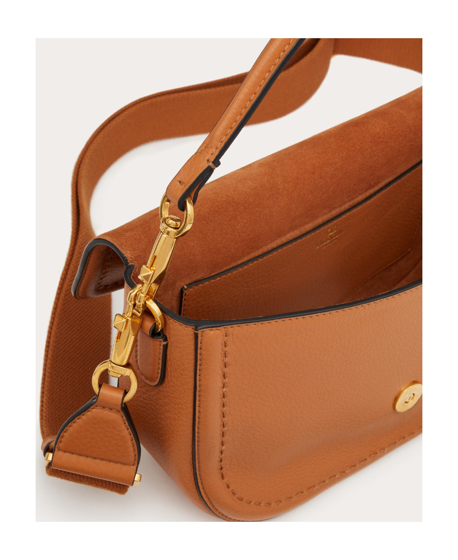 Valentino Structured Leather Chain Strap Bag In Brown