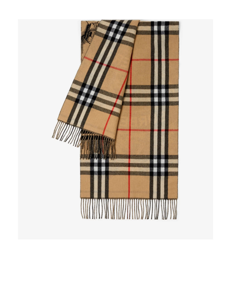 Burberry Ekd Cashmere Jacquard Reversible Scarf In Nude