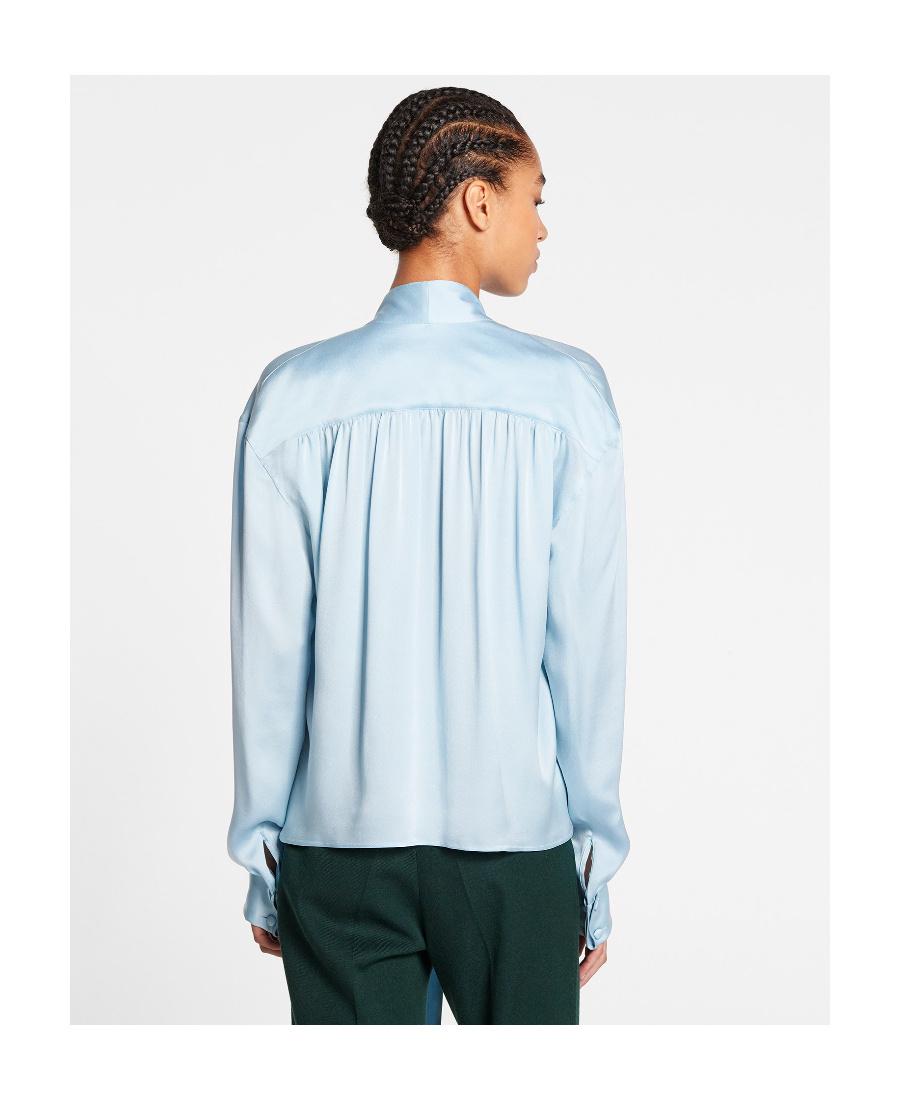 Lanvin Satin Top Sleeves Bow Detail In Blue