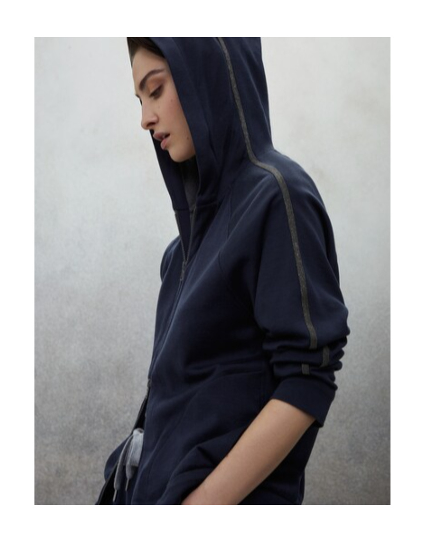 Brunello Cucinelli Trim Embellished Zipped Hoodie In Black