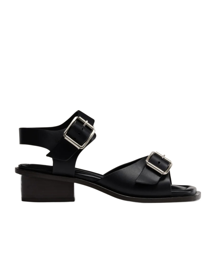 Lemaire Square Heeled Sandals With Straps 35 In Black