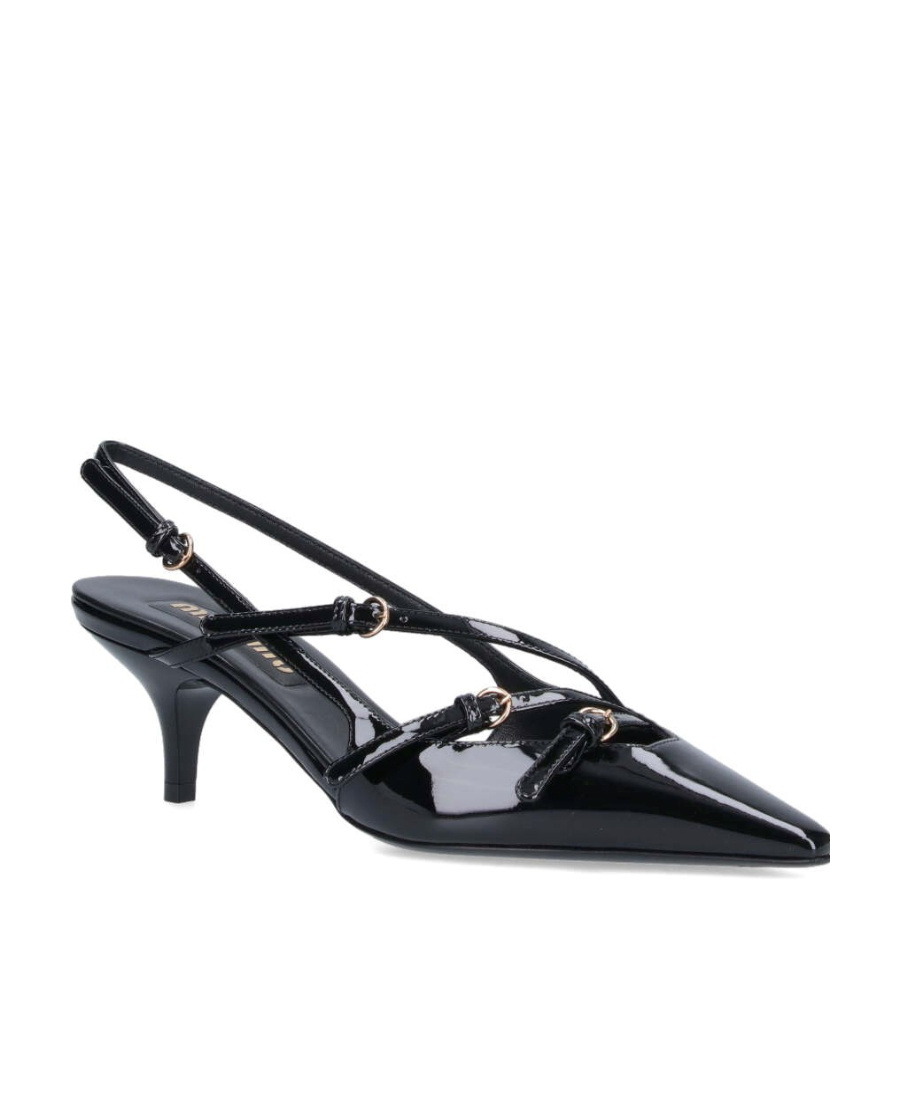 Miu Miu Patent Leather Slingback Pumps With Straps In Black