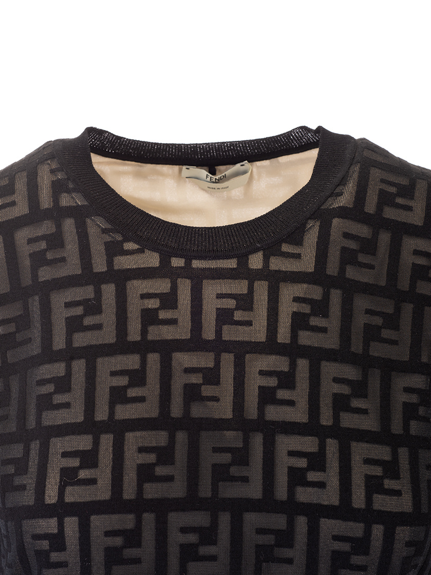 Fendi Printed Casual Dress In Black